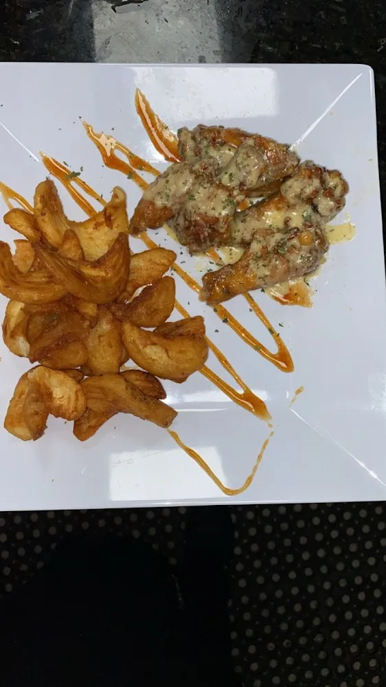 Garlic Parmesan Wings and Fries
